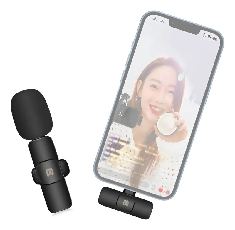 MICROFONO LAVALIER INALAMBRICO PARA IPHONE CON BATERIA RECARGABLE - 1