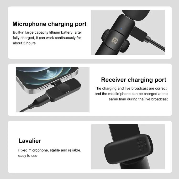 MICROFONO LAVALIER INALAMBRICO PARA IPHONE CON BATERIA RECARGABLE - 2