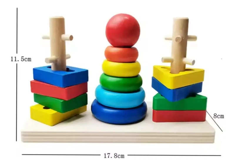 JUGUETE DIDACTICO APILABLE DE MADERA PARA NIÑOS DE 2 A 5 AÑOS - 4