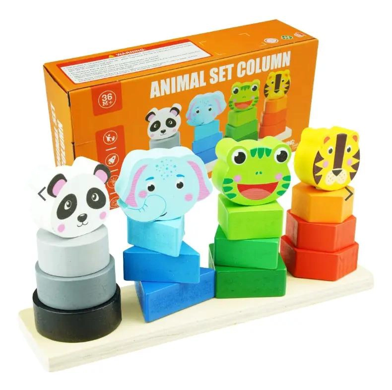 TORRE DE ENCAJE DE MADERA CON ANIMALES Y FIGURAS - 5
