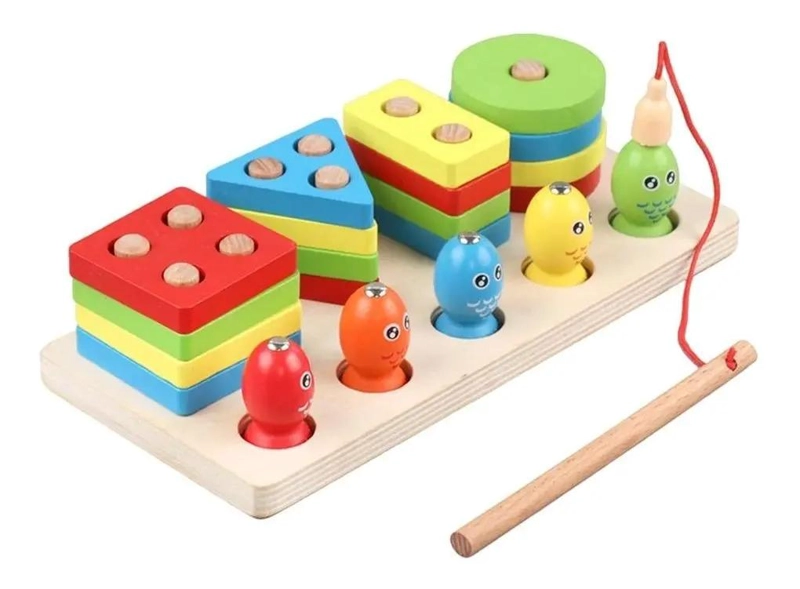 JUEGO DIDACTICO DE PESCA MAGNE TICO Y ENCAJE DE MADERA - 5