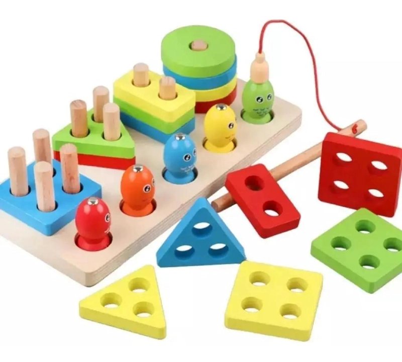 JUEGO DIDACTICO DE PESCA MAGNE TICO Y ENCAJE DE MADERA - 7
