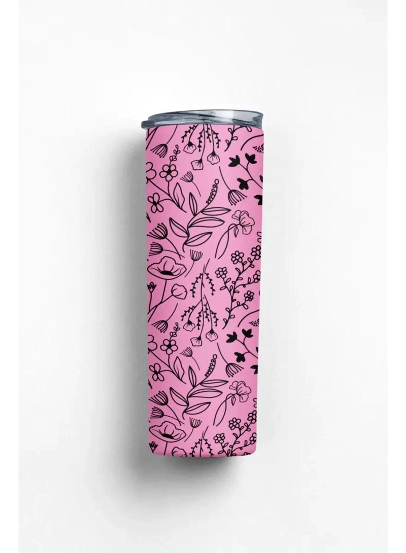 TERMO BOTELLA TE RMICA ACERO INOXIDABLE 600 ML DISEÑO FLORAL - 2