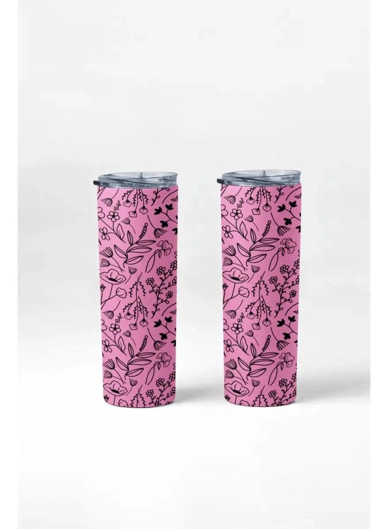 TERMO BOTELLA TE RMICA ACERO INOXIDABLE 600 ML DISEÑO FLORAL - 4