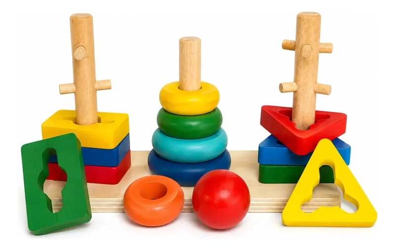 JUGUETE DIDACTICO DE MADERA CON FORMAS GEOME TRICAS PARA NIÑOS - 1