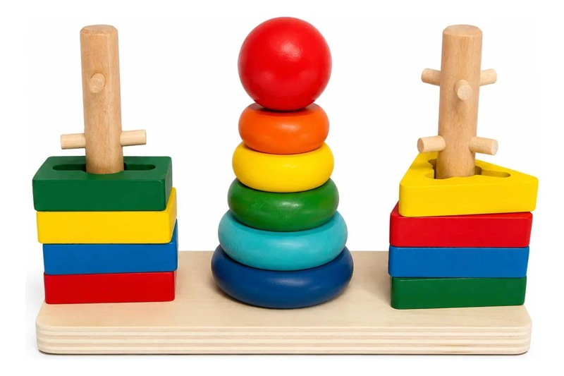 JUGUETE DIDACTICO DE MADERA CON FORMAS GEOME TRICAS PARA NIÑOS - 2