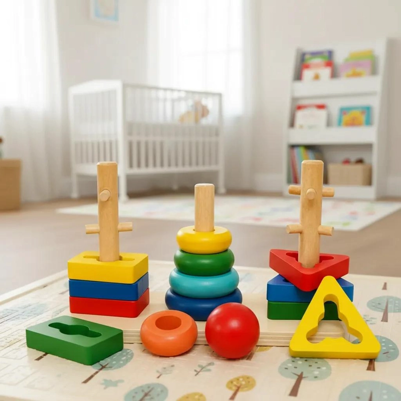 JUGUETE DIDACTICO DE MADERA CON FORMAS GEOME TRICAS PARA NIÑOS - 3
