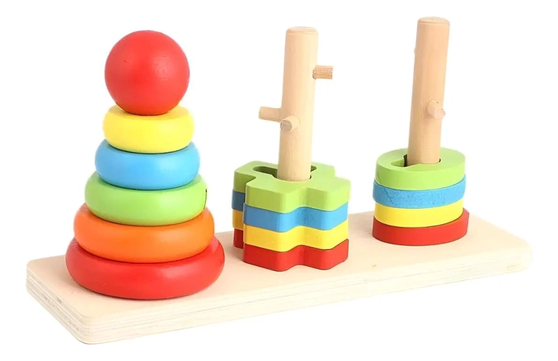 JUGUETE DIDACTICO TORRES ARCOIRIS PARA DESARROLLO INFANTIL - 1