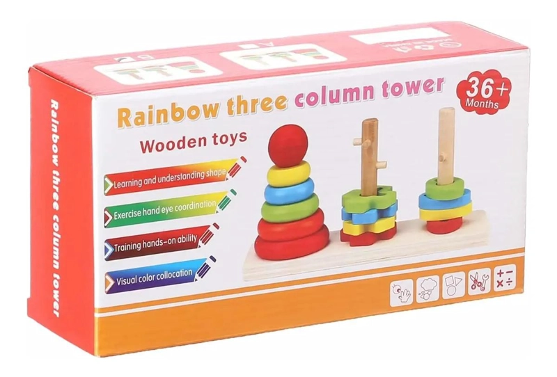 JUGUETE DIDACTICO TORRES ARCOIRIS PARA DESARROLLO INFANTIL - 5