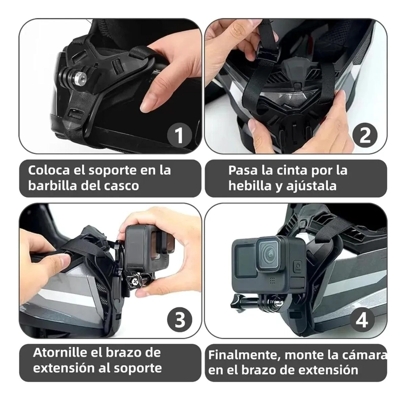 SOPORTE DE MONTAJE PARA CASCO DE MOTO PARA CAMARAS Y MOVILES - 5