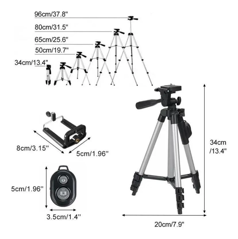 TRIPODE AJUSTABLE PARA CELULAR CON CONTROL REMOTO - 3