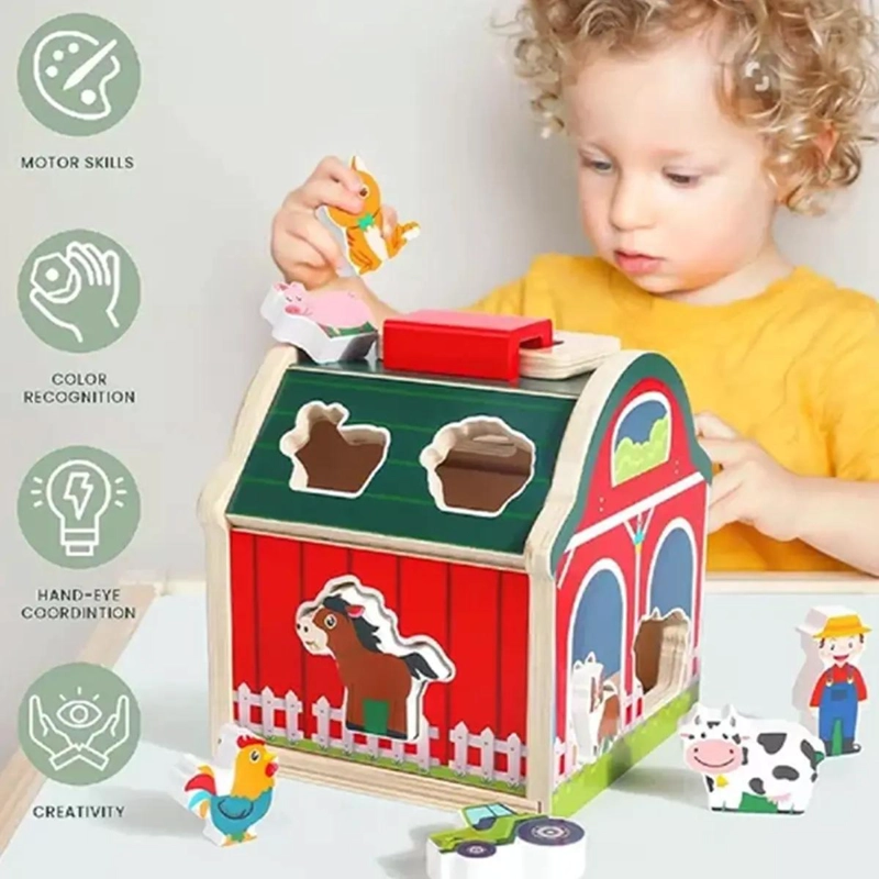 JUGUETE DE MADERA GRANJA CON ANIMALES DIDACTICOS PARA NIÑOS - 3