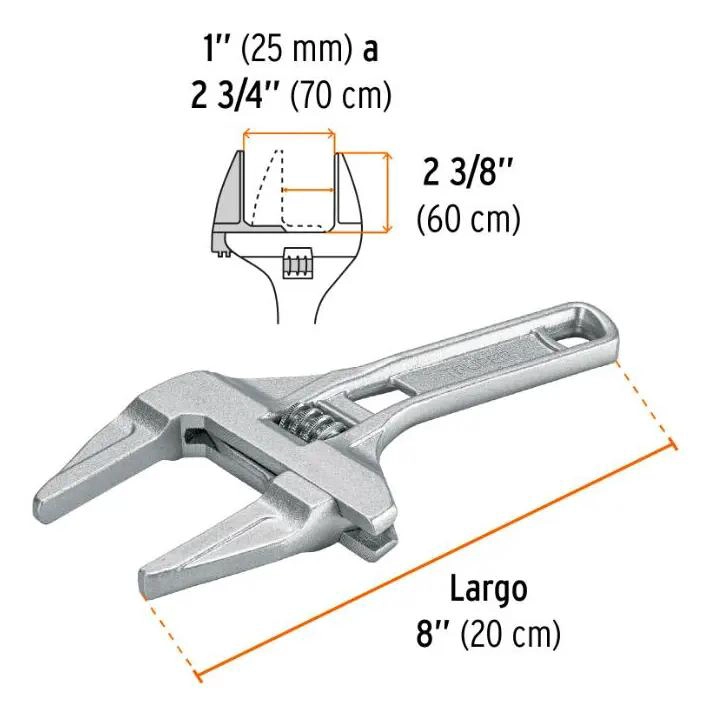 LLAVE AJUSTABLE BOCA ANCHA 8 PULGADAS - 1