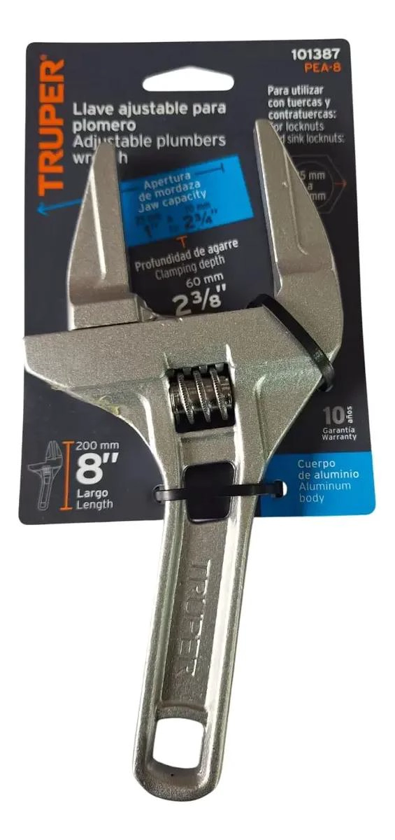 LLAVE AJUSTABLE BOCA ANCHA 8 PULGADAS - 6