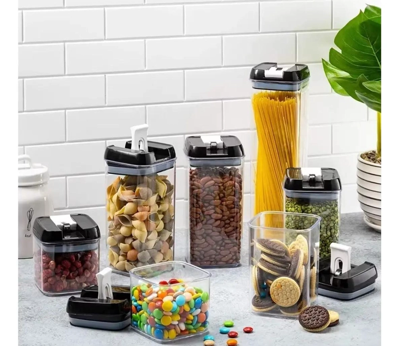 SET DE 7 FRASCOS HERME TICOS PARA ORGANIZAR ALIMENTOS - 1