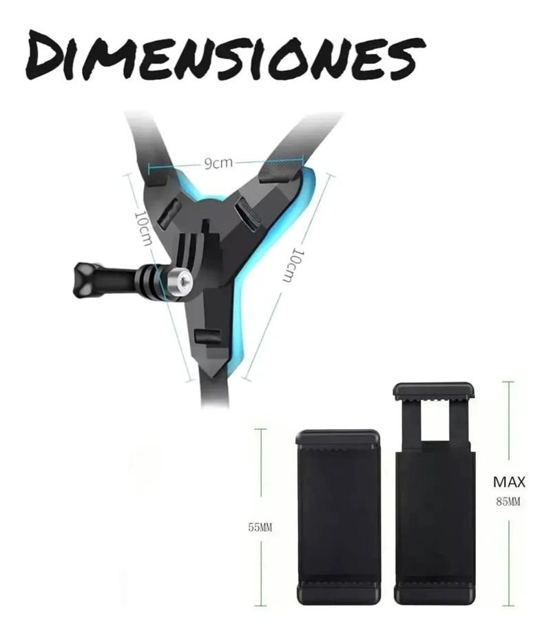 SOPORTE DE MONTAJE PARA CASCO DE MOTO PARA CAMARAS Y MOVILES - 2