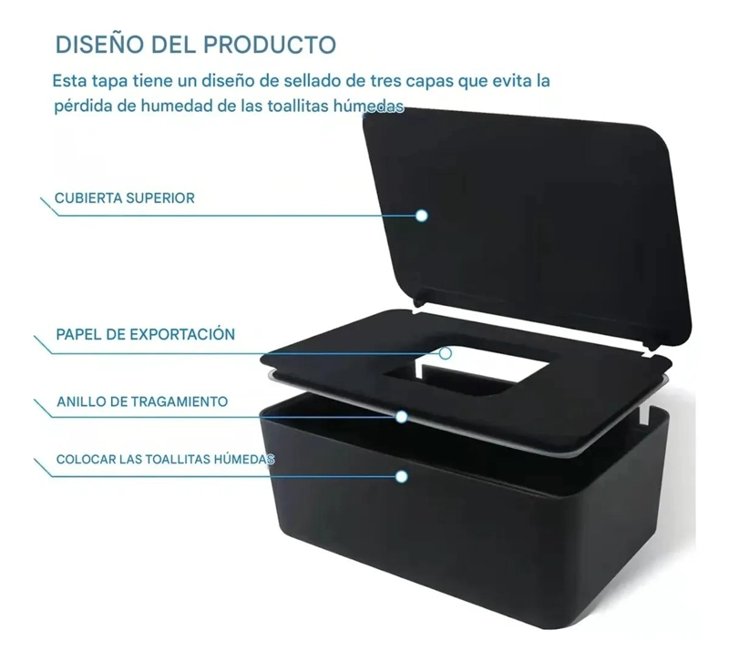 ORGANIZADOR DE TOALLITAS HUMEDAS CON TAPA PARA HOGAR - 2
