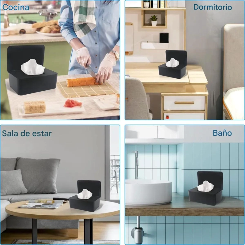 ORGANIZADOR DE TOALLITAS HUMEDAS CON TAPA PARA HOGAR - 3
