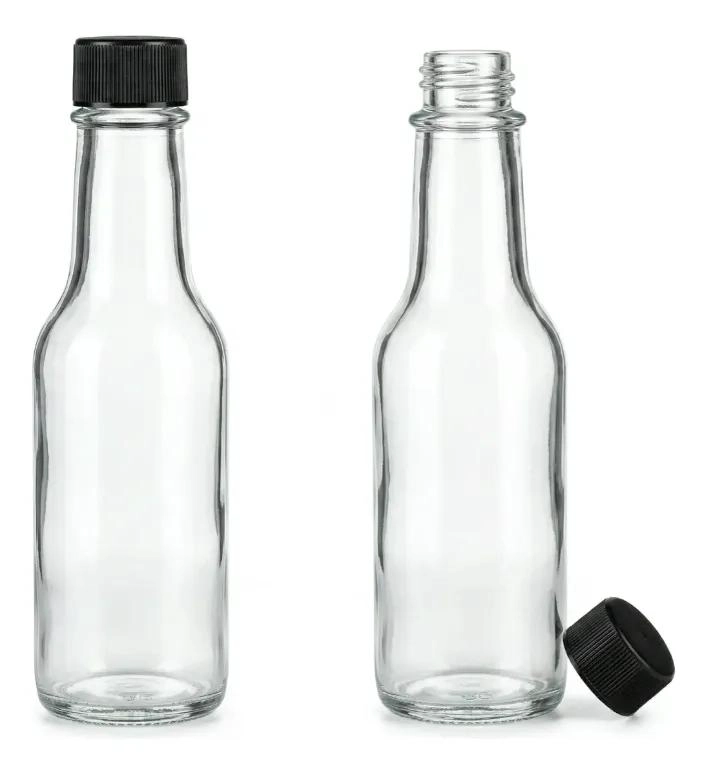 SET DE 4 BOTELLAS DE VIDRIO TRANSPARENTES DE 150 ML PARA SALSAS Y ESENCIAS - 1