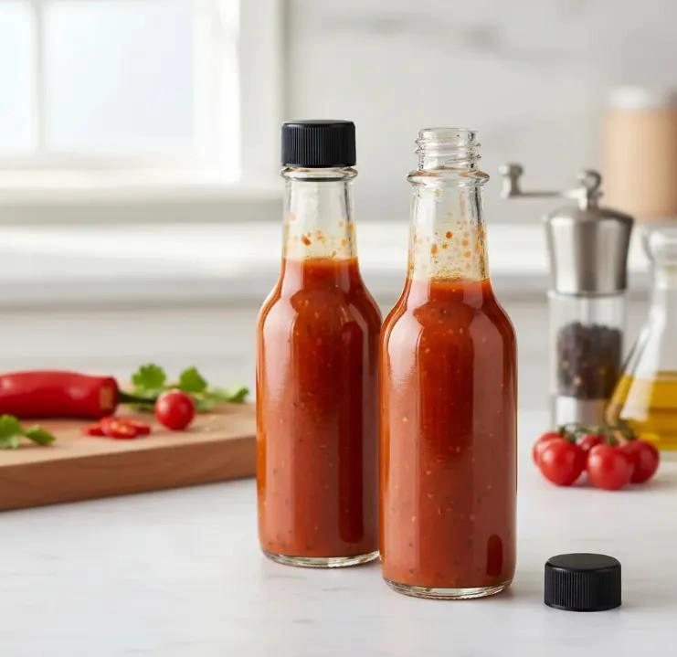 SET DE 4 BOTELLAS DE VIDRIO TRANSPARENTES DE 150 ML PARA SALSAS Y ESENCIAS - 2