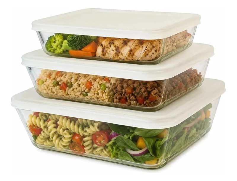 SET DE 3 CONTENEDORES DE VIDRIO PARA ALIMENTOS ORGANIZADOR - 1