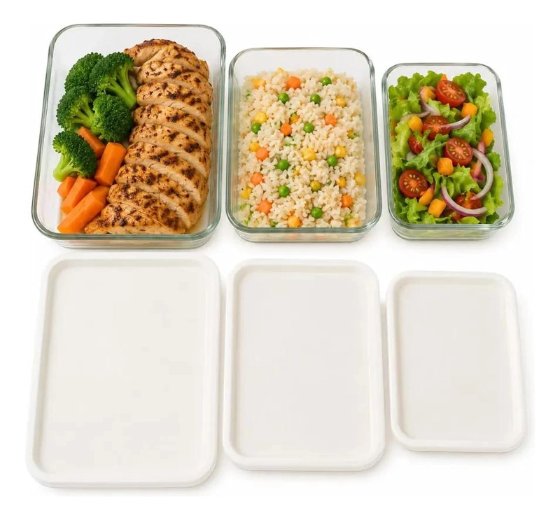 SET DE 3 CONTENEDORES DE VIDRIO PARA ALIMENTOS ORGANIZADOR - 2