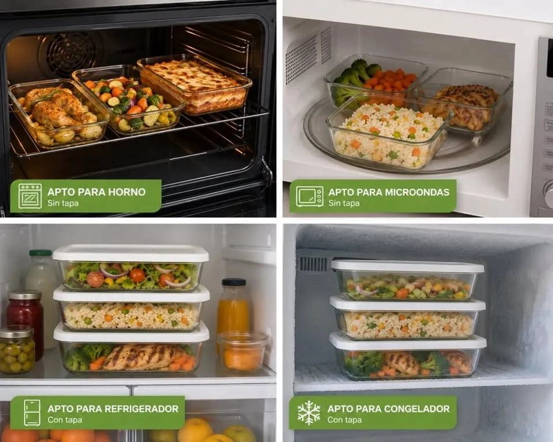 SET DE 3 CONTENEDORES DE VIDRIO PARA ALIMENTOS ORGANIZADOR - 3