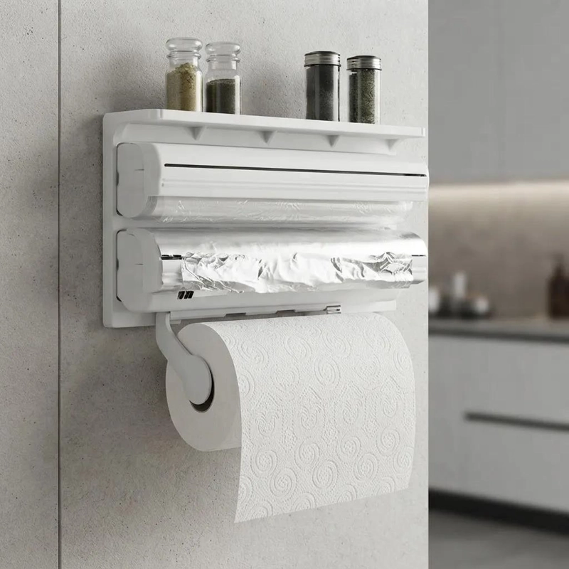DISPENSADOR TRIPLE PARA ROLLO DE TOALLA Y FILM DE COCINA - 5