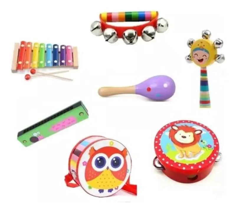 PACK DE 7 INSTRUMENTOS MUSICALES DE MADERA PARA NIÑOS - 1