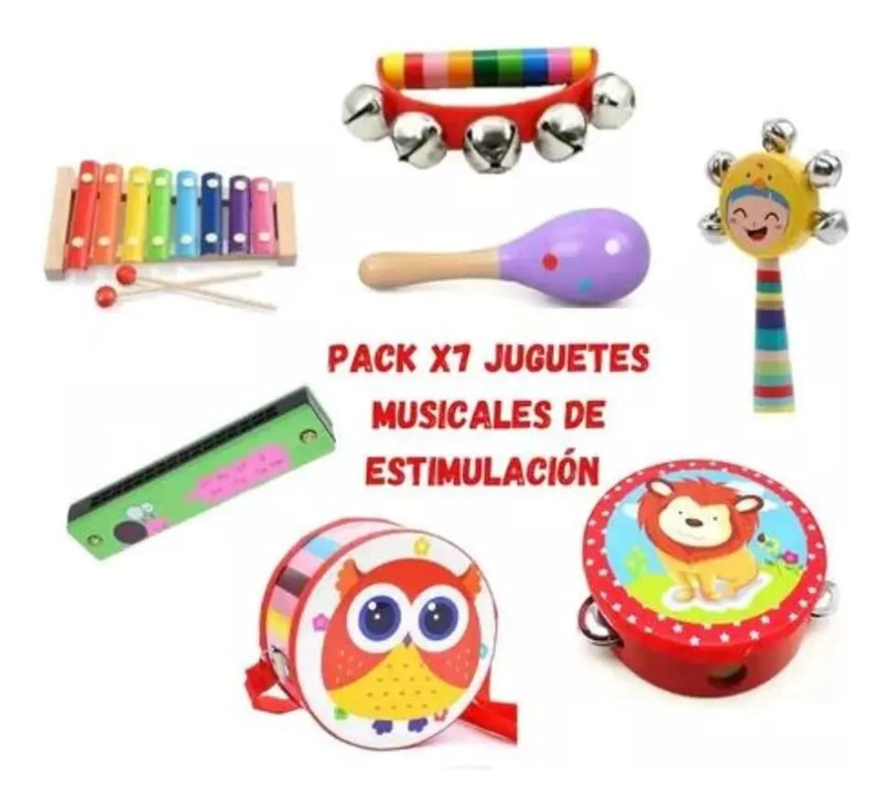 PACK DE 7 INSTRUMENTOS MUSICALES DE MADERA PARA NIÑOS - 2