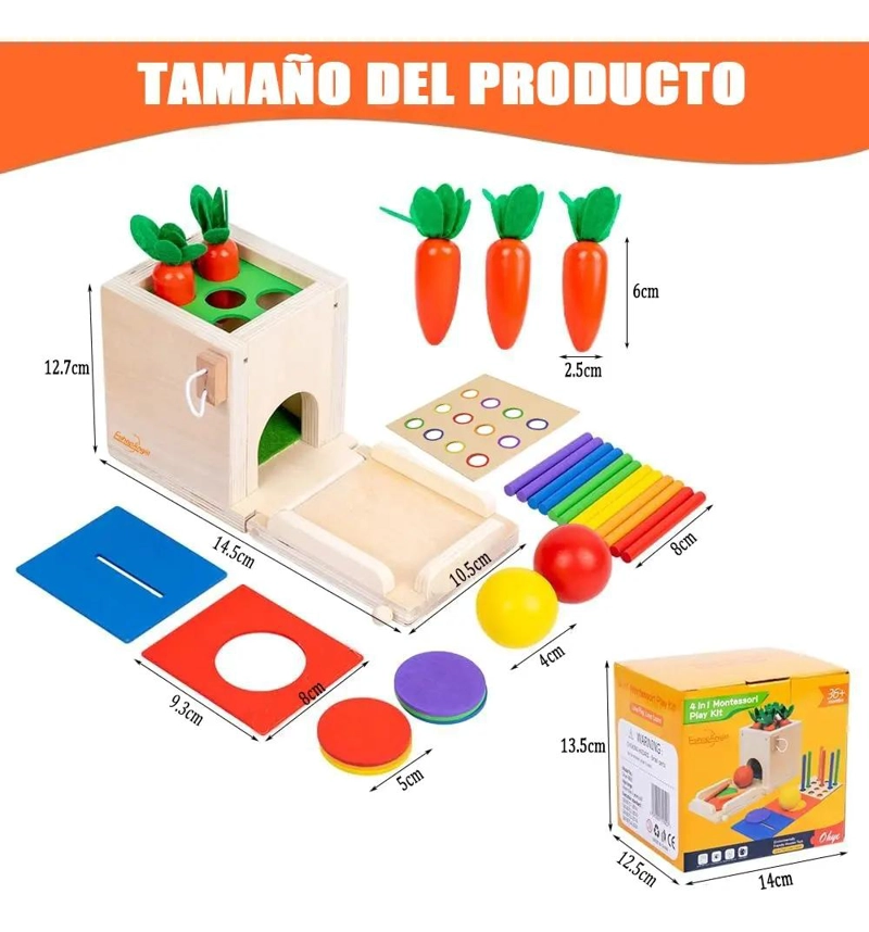 CUBO DIDACTICO DE MADERA 4 EN 1 PARA NIÑOS - 3