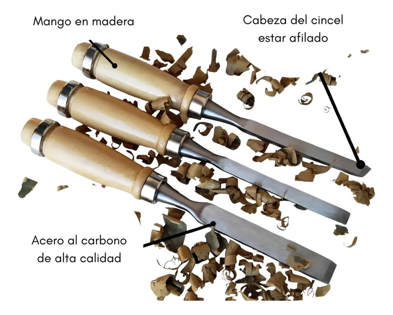 SET DE 12 GUBIAS PARA TALLAR MADERA CON ESTUCHE DE CUERO - 6