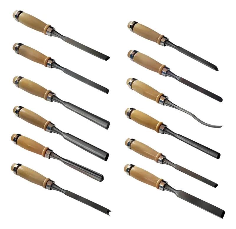 SET DE 12 GUBIAS PARA TALLAR MADERA CON ESTUCHE DE CUERO - 9
