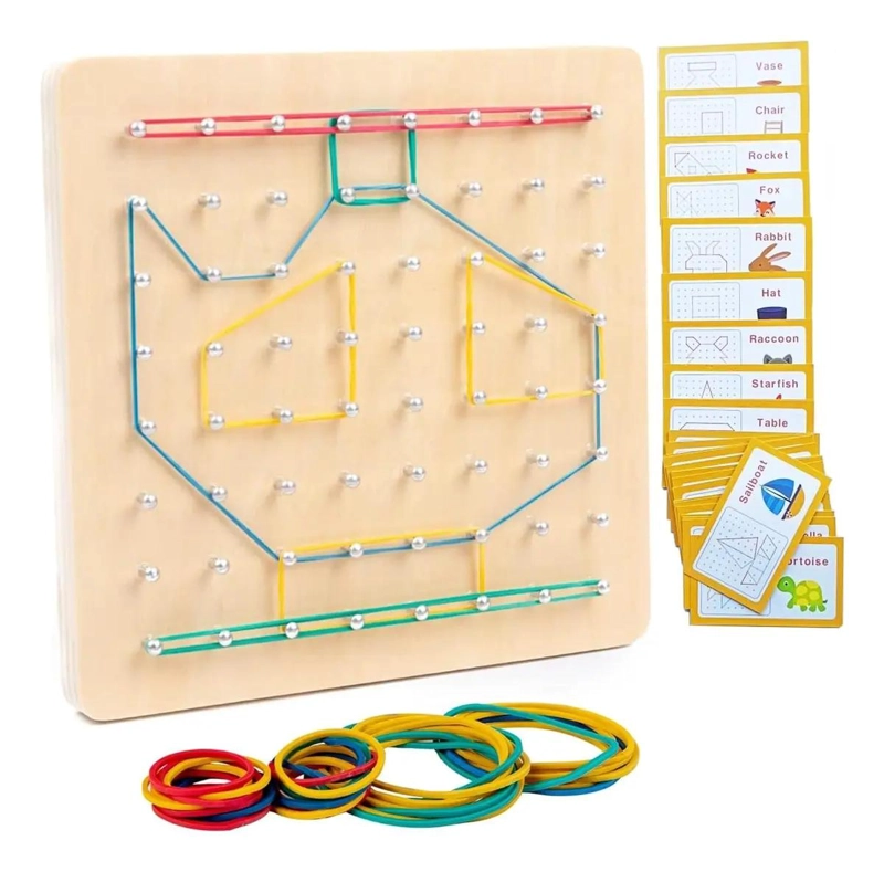 JUEGO DIDACTICO DE MADERA PARA APRENDER FIGURAS GEOPLANO - 1