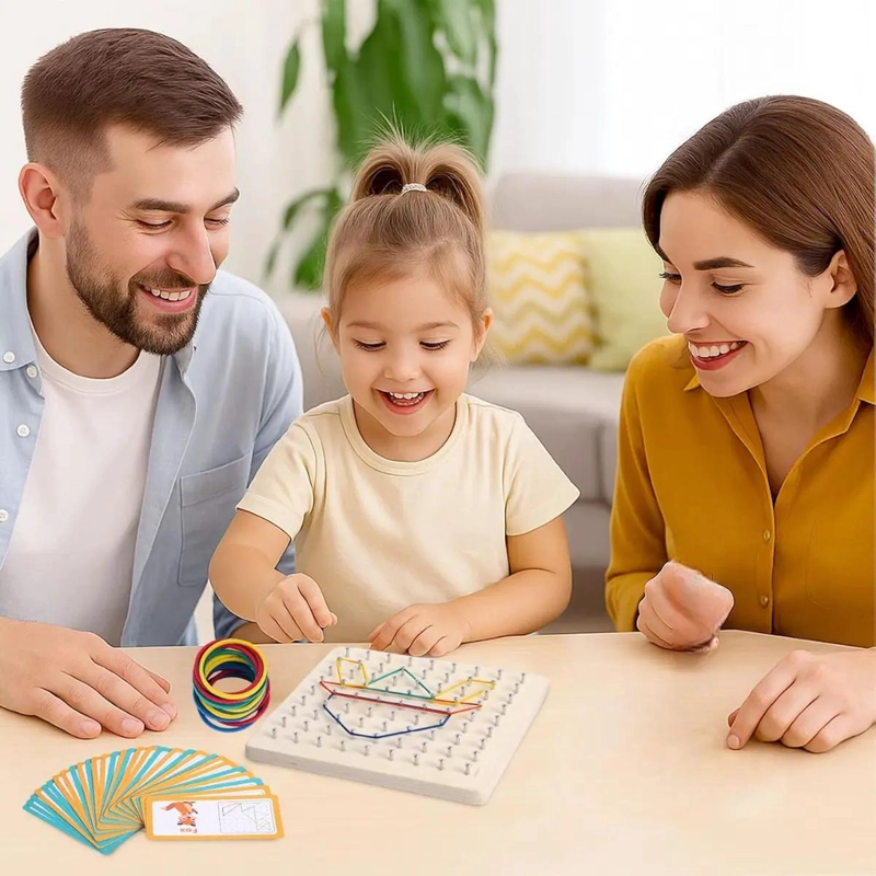 JUEGO DIDACTICO DE MADERA PARA APRENDER FIGURAS GEOPLANO - 3