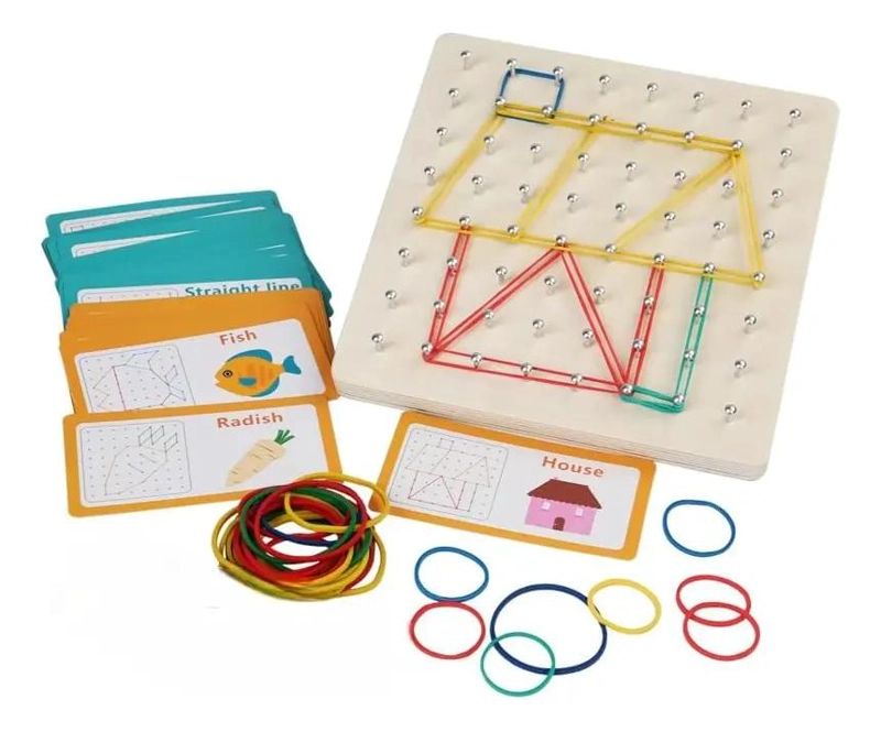 JUEGO DIDACTICO DE MADERA PARA APRENDER FIGURAS GEOPLANO - 4