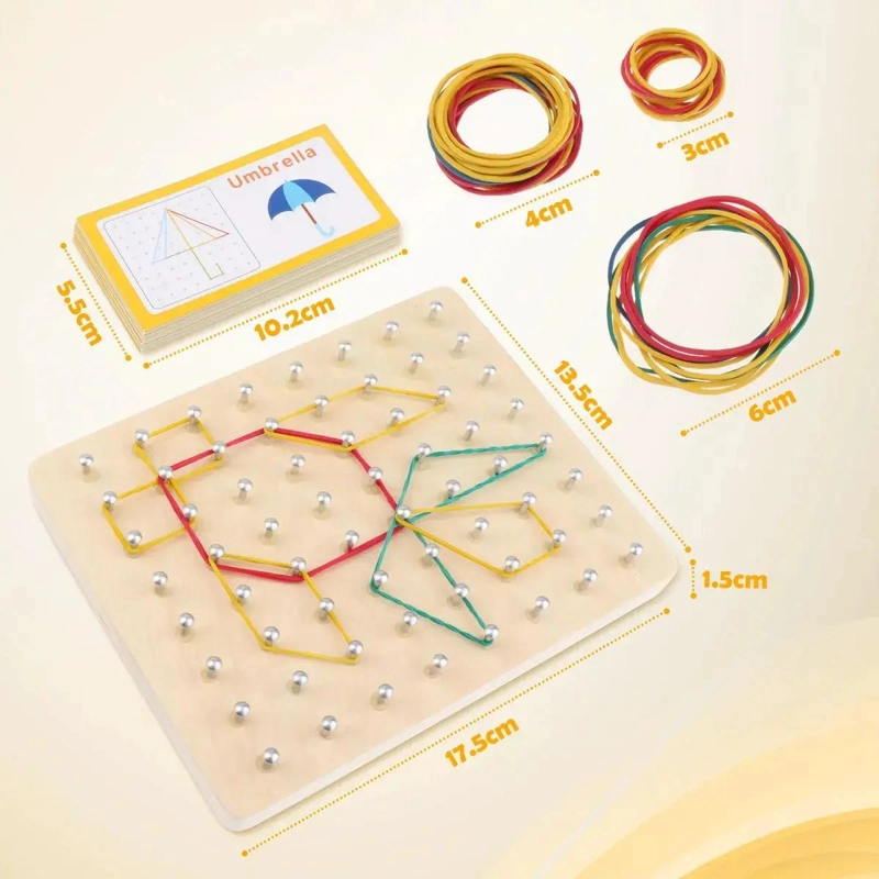 JUEGO DIDACTICO DE MADERA PARA APRENDER FIGURAS GEOPLANO - 6