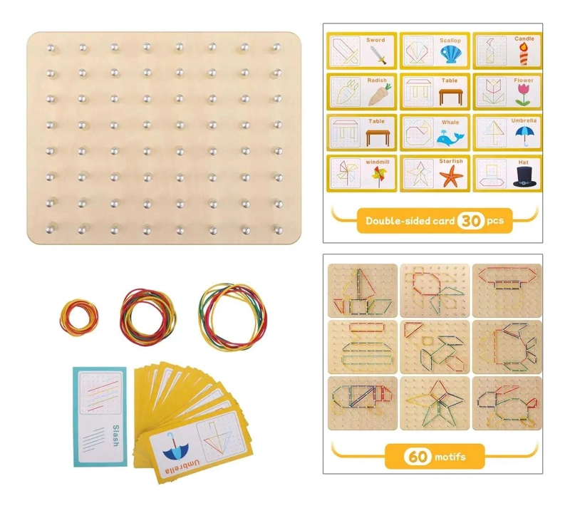 JUEGO DIDACTICO DE MADERA PARA APRENDER FIGURAS GEOPLANO - 8