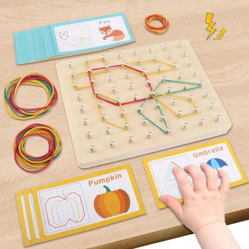 JUEGO DIDACTICO DE MADERA PARA APRENDER FIGURAS GEOPLANO - 9