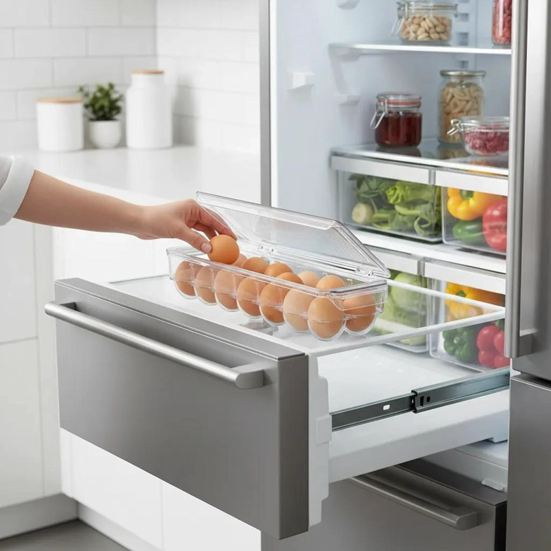 ORGANIZADOR DE HUEVOS ACRILICO APILABLE PARA 14 UNIDADES - 3