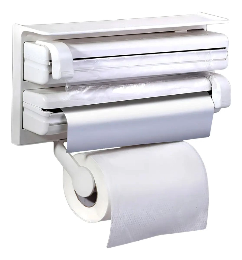 DISPENSADOR TRIPLE PARA ROLLO DE TOALLA Y FILM DE COCINA - 1