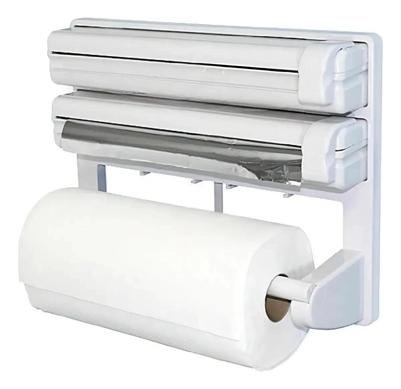 DISPENSADOR TRIPLE PARA ROLLO DE TOALLA Y FILM DE COCINA - 4
