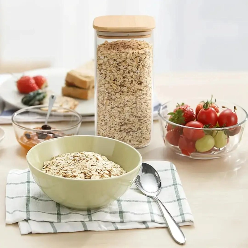 FRASCOS DE VIDRIO HERME TICOS CON TAPA DE BAMBU PARA ALMACENAMIENTO - 8