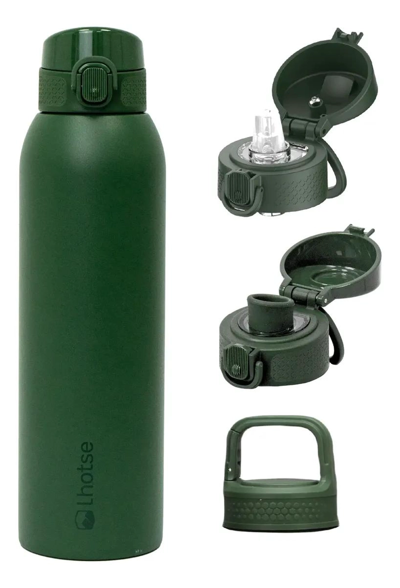BOTELLA TE RMICA DE ACERO INOXIDABLE CON 3 TAPAS 1L - 1