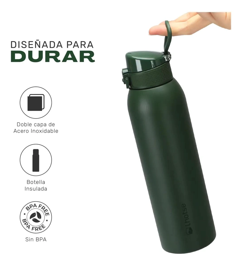 BOTELLA TE RMICA DE ACERO INOXIDABLE CON 3 TAPAS 1L - 3