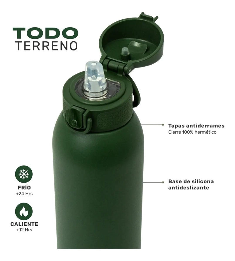 BOTELLA TE RMICA DE ACERO INOXIDABLE CON 3 TAPAS 1L - 5
