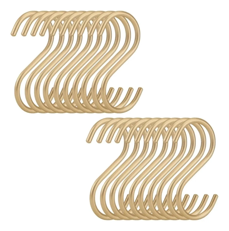 SET DE 20 GANCHOS EN FORMA DE S DORADO PARA ORGANIZACION - 1