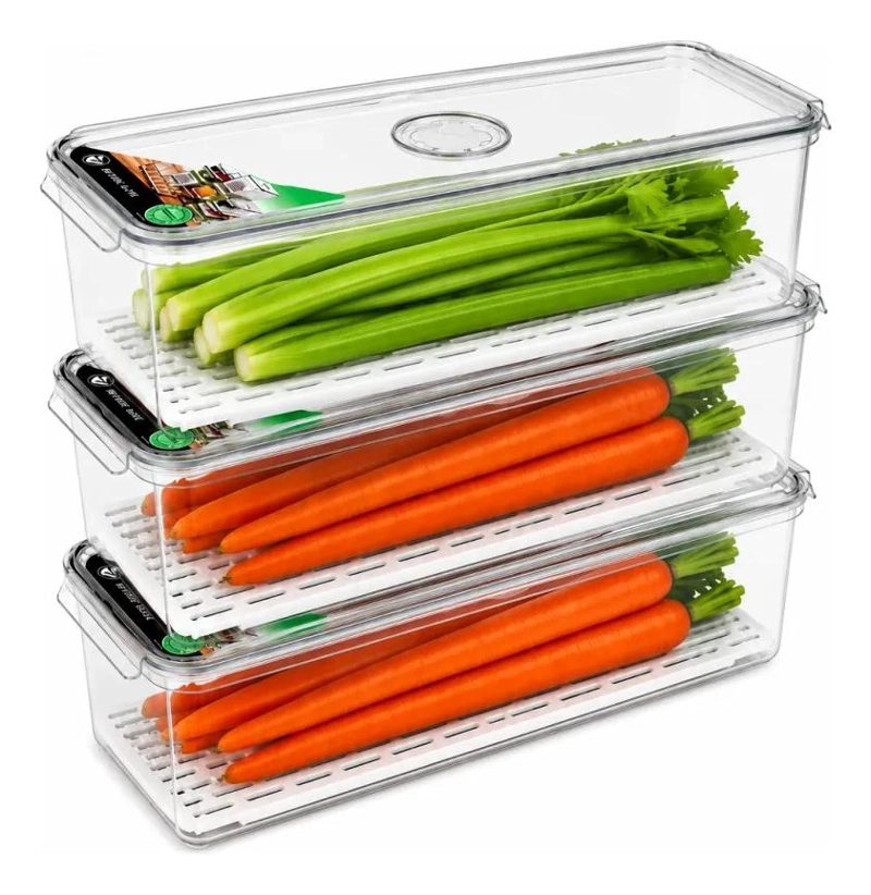 PACK DE 3 ORGANIZADORES TRANSPARENTES PARA REFRIGERADOR - 1