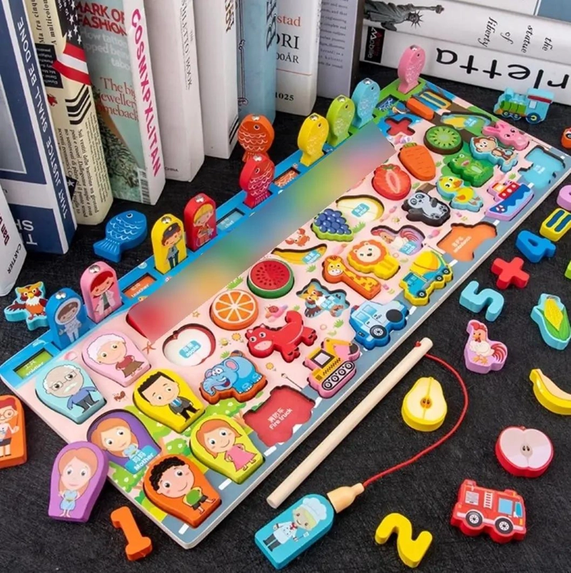 TABLERO DE PESCA MAGNE TICO DE MADERA PARA NIÑOS - 3