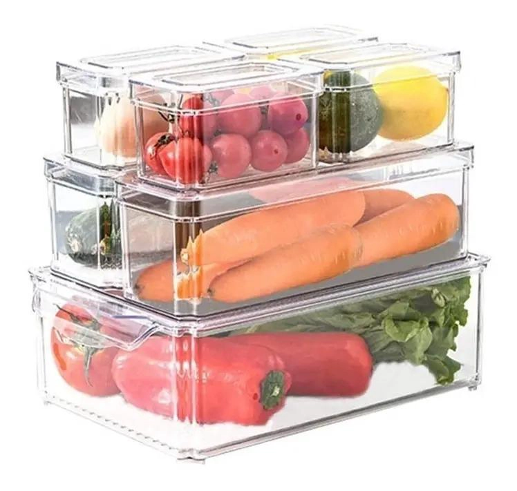 SET DE 7 CONTENEDORES APILABLES PARA REFRIGERADOR - 1